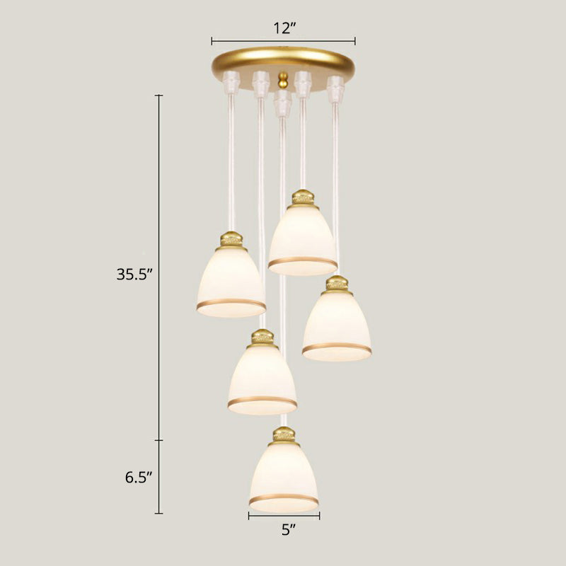 Shaded Glass Multi Light Pendant Lighting Modern Ceiling Hang Lamp for Living Room