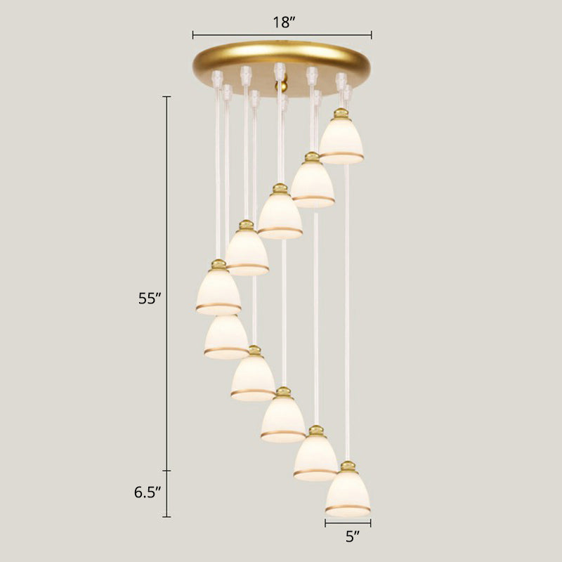 Shaded Glass Multi Light Pendant Lighting Modern Ceiling Hang Lamp for Living Room
