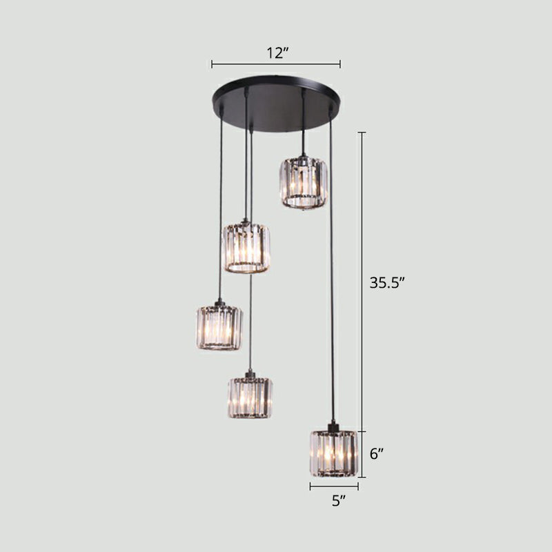 Shaded Glass Multi Light Pendant Lighting Modern Ceiling Hang Lamp for Living Room