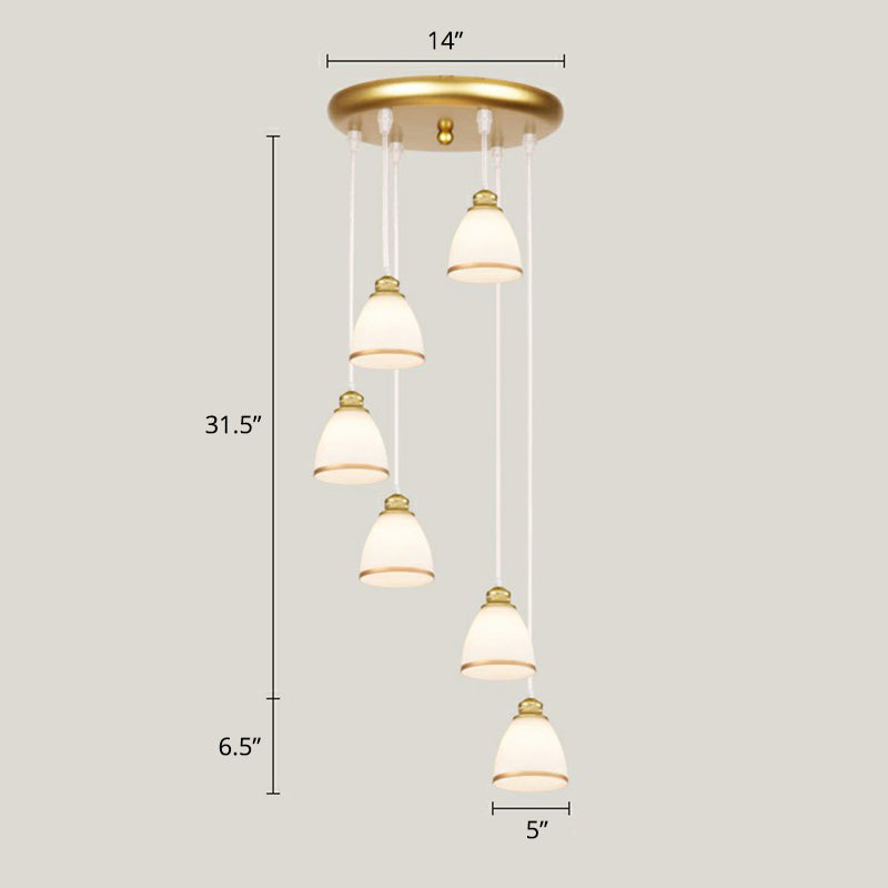 Shaded Glass Multi Light Pendant Lighting Modern Ceiling Hang Lamp for Living Room