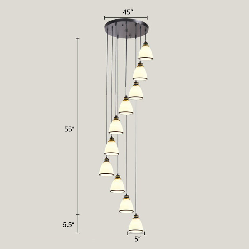 Shaded Glass Multi Light Pendant Lighting Modern Ceiling Hang Lamp for Living Room