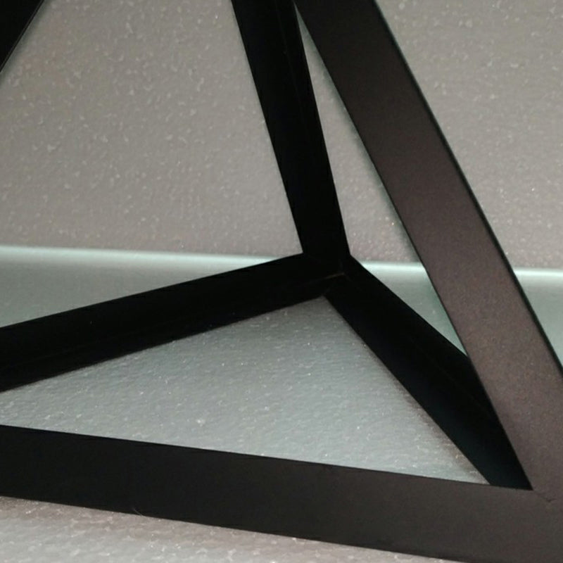 6-Light Cluster Pendant Loft Style Stairs Ceiling Lamp with Tetrahedron Cage Metal Shade in Black