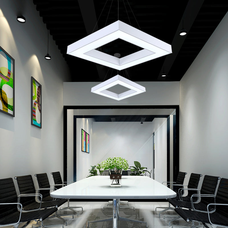 Semplice illuminazione a led al soffitto a led il lampadario quadrato con ombra acrilica per ufficio