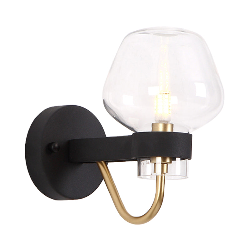 Urn Sconce Light Traditional 1 Head Clear/Amber/Smoke Gray Glass Wall Lighting Fixture for Living Room