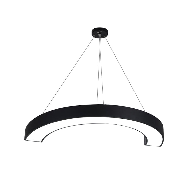 Black C Shaped Ceiling Chandelier Simplicity Acrylic LED Pendant Light Fixture for Office