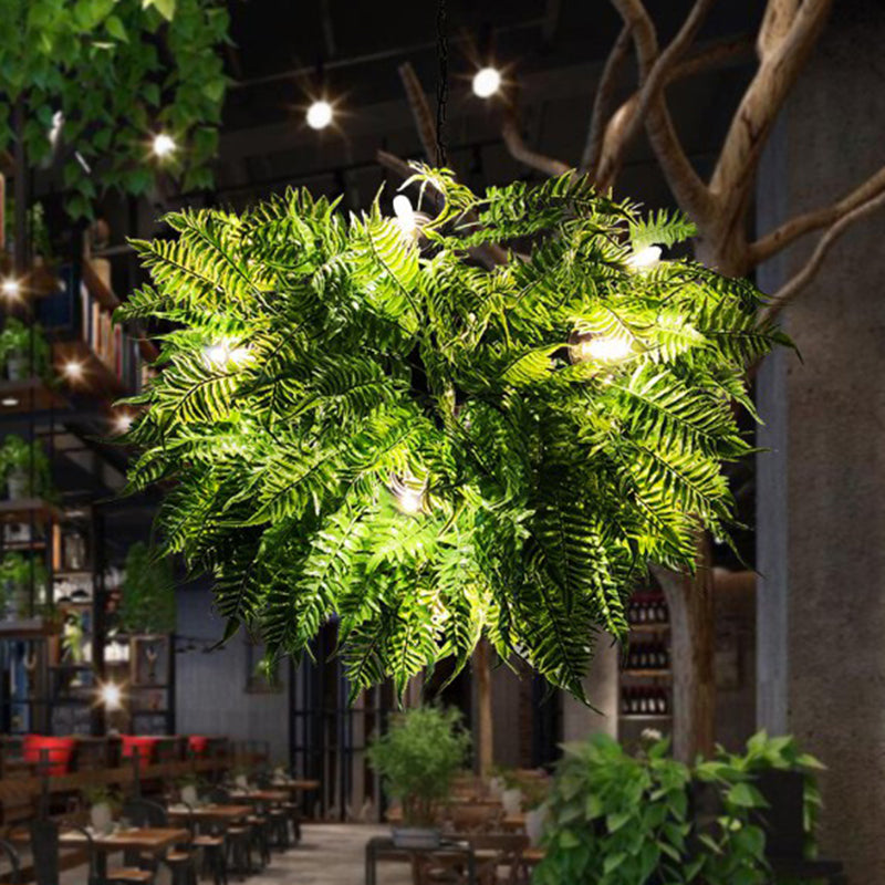 Artificial Plant Restaurant Hanging Light Fixture Rustic Metal Ceiling Pendant Light