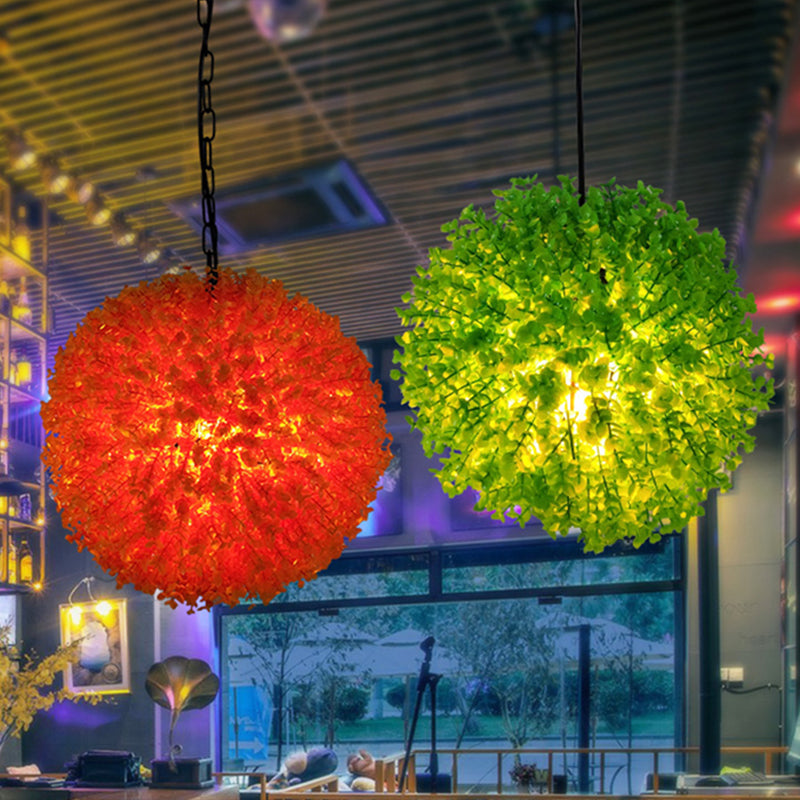 Iron Cage Suspension Light Farmhouse 1 Bulb Bistro Drop Pendant with Fake Plant Decor