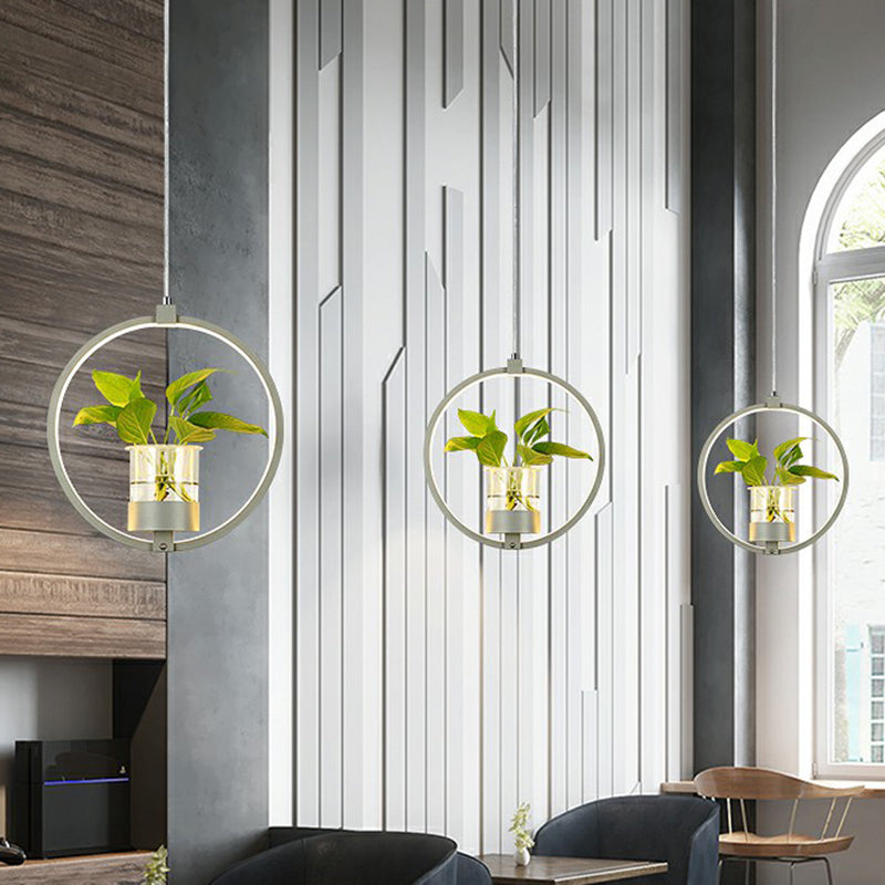 Lampada per sospensione della sala da pranzo acrilica del soffitto a led circolare circolare nordico con secchio di vetro