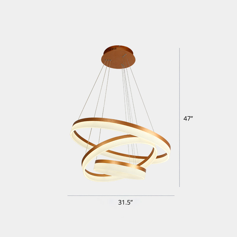 Acrylic Loop LED Ceiling Chandelier Simple Style Gold Finish Hanging Ceiling Light for Dining Room
