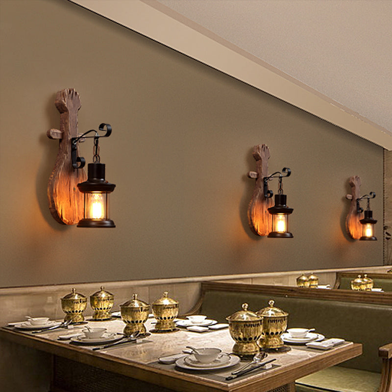 Lampada da parete in legno ShipLap Paese a 1 lutto Monte a parete da parete in marrone