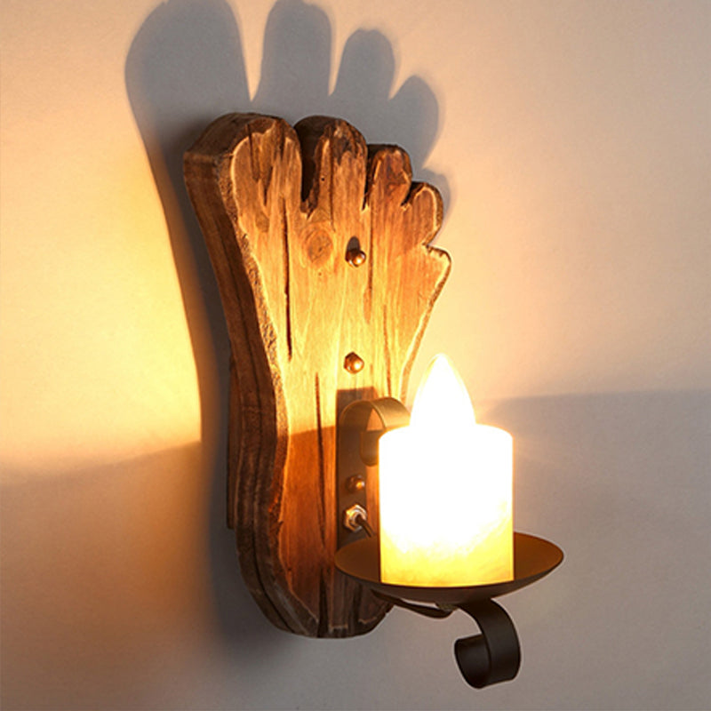 Lampada da parete in legno ShipLap Paese a 1 lutto Monte a parete da parete in marrone