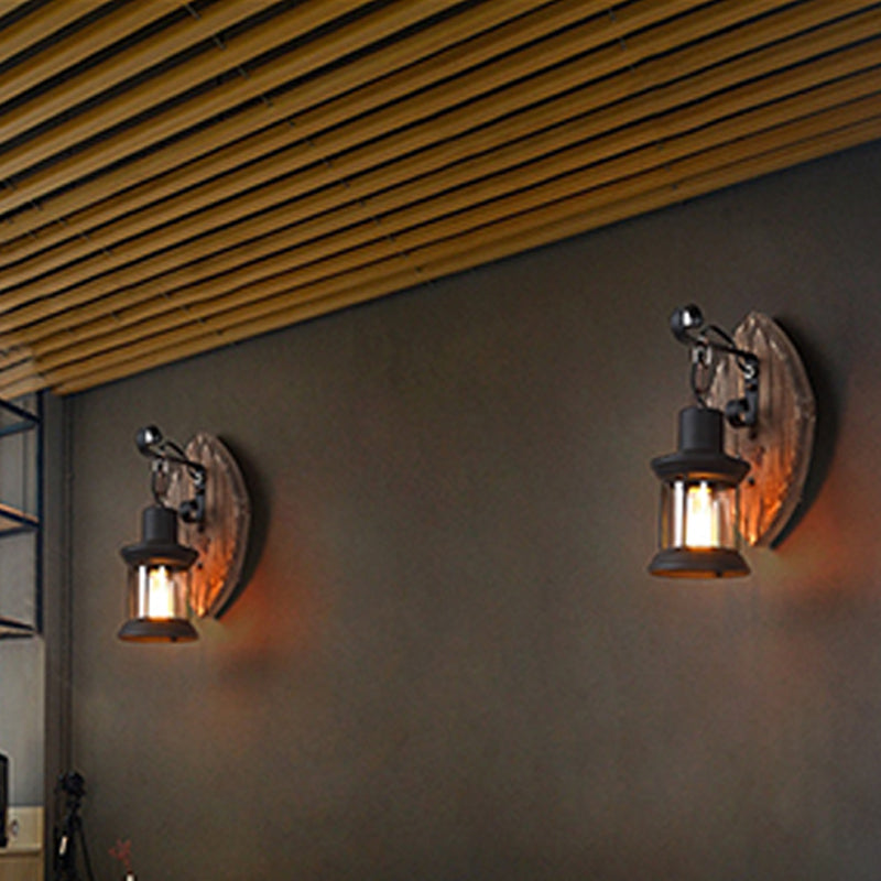 Wood Shiplap Lámpara de pared de la lámpara de pared de 1 luces Luz de montaje en la pared de 1 luces en marrón