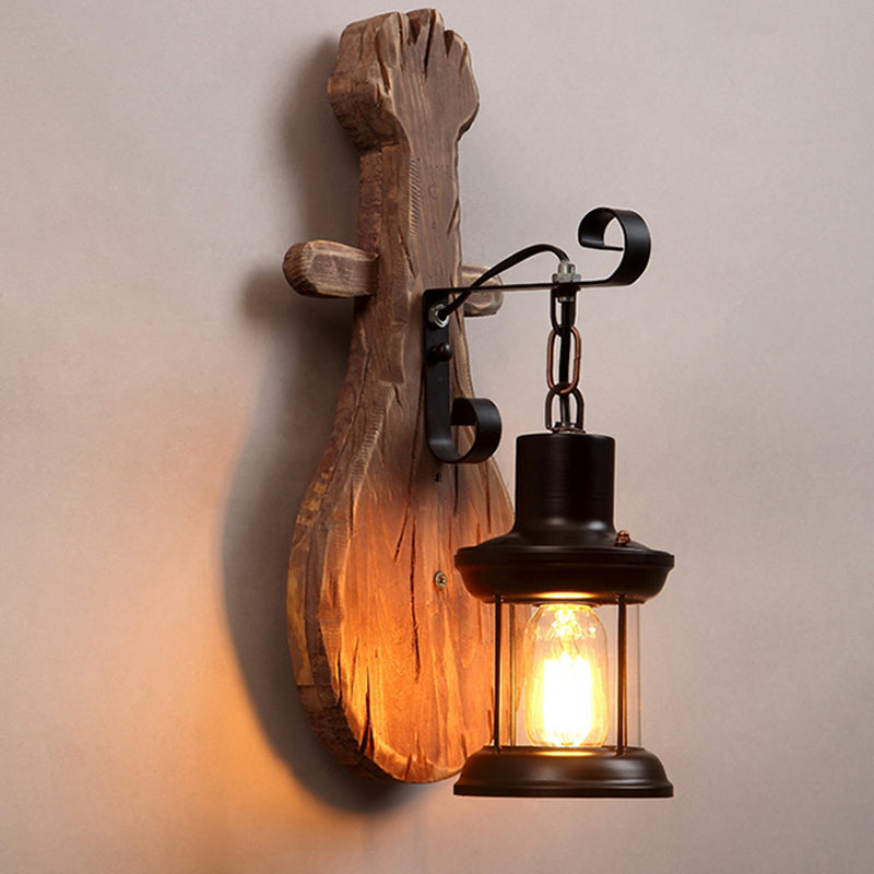 Lampada da parete in legno ShipLap Paese a 1 lutto Monte a parete da parete in marrone