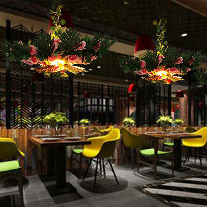 Restaurant botanique artificiel accroché léger loft style métal de plafond vert
