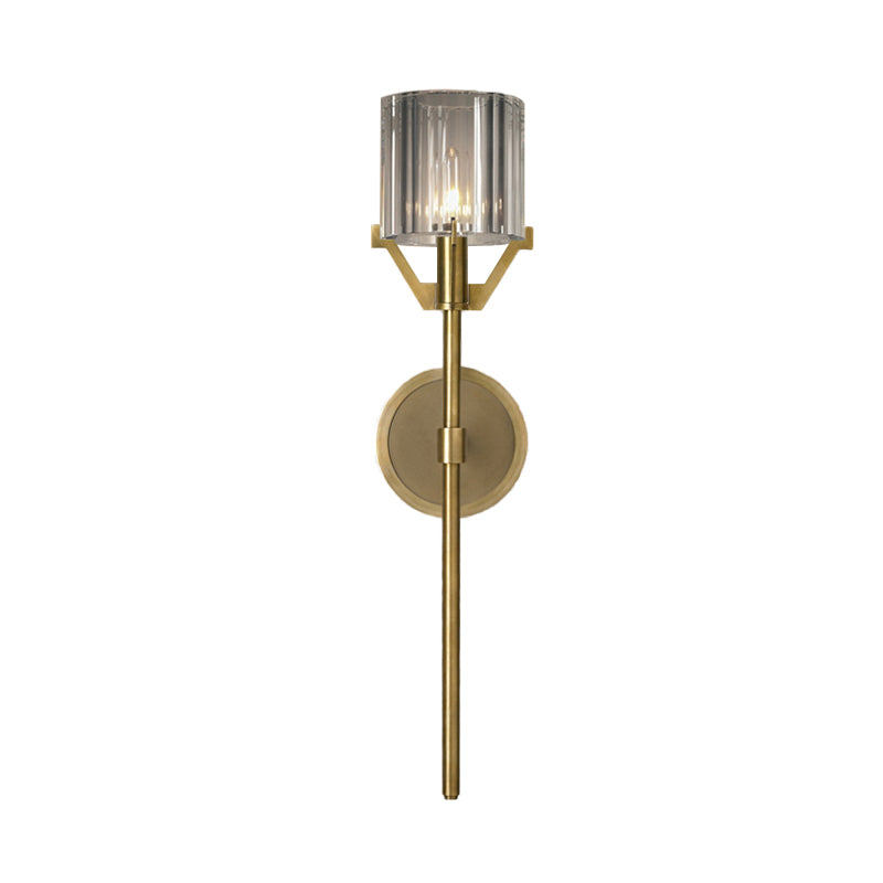 Gold Pencil Arm Sconce Light Traditional 1 Head Metal Wall Lighting Fixture for Hallway