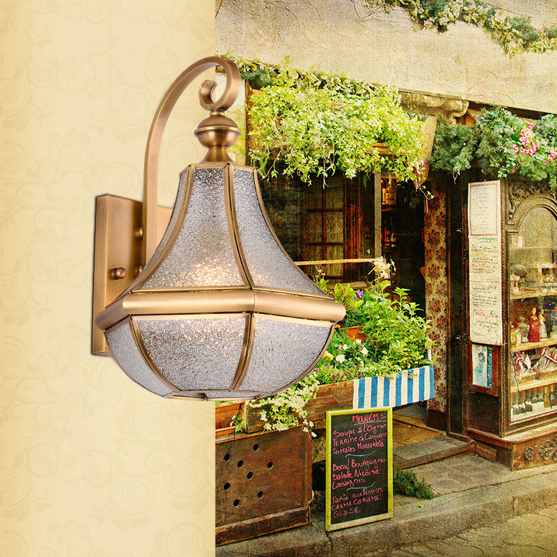 1 Bulb Gourd Sconce Lamp Tradition Clear/Textured White/Cream Glass Wall Lighting Fixture for Bedside