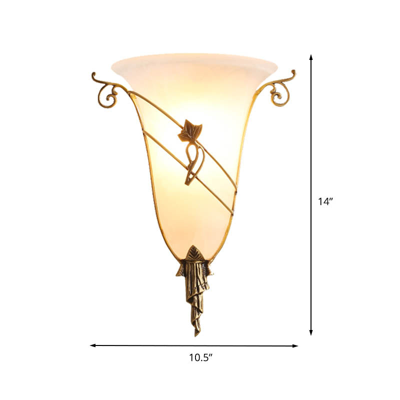 Brass Bell Sconce Traditionary White Glass 1 Alluminazione montata a parete per soggiorno per soggiorno