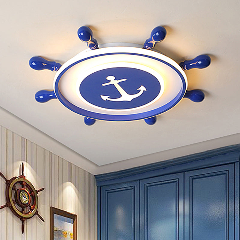 Acrylic Rudder LED Ceiling Light Childrens Blue Flush Mount Light Fixture for Bedroom