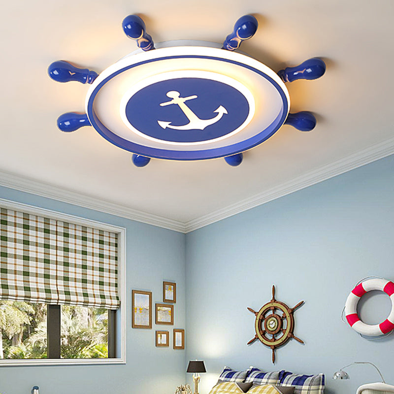 Acryl Ruder LED Deckenleuchte Childrens Blue Flush Mount Light Halterung für Schlafzimmer