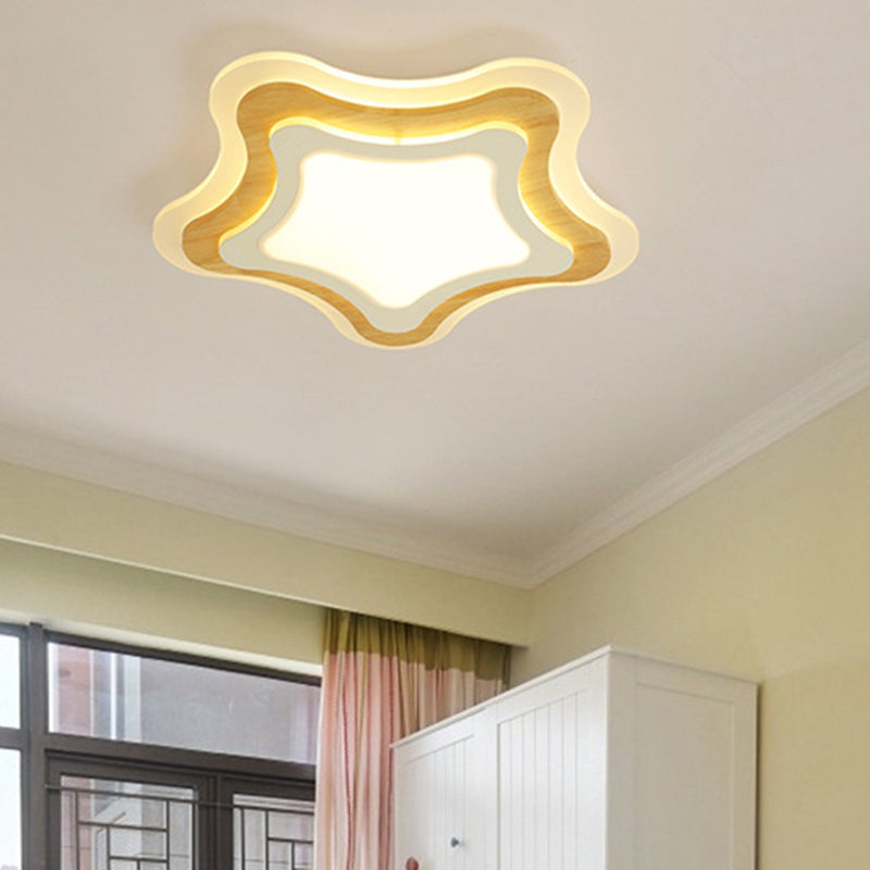 Nautical Theme Flush Ceiling Light Creative Acrylic Light Wood LED Flush Mount for Kids Room