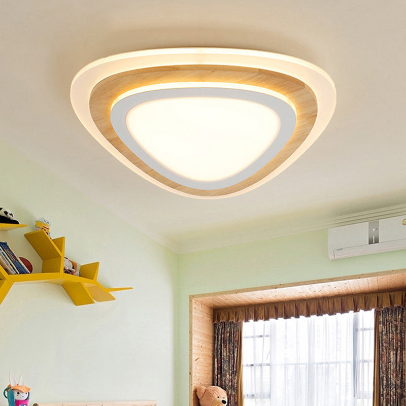 Nautical Theme Flush Ceiling Light Creative Acrylic Light Wood LED Flush Mount for Kids Room