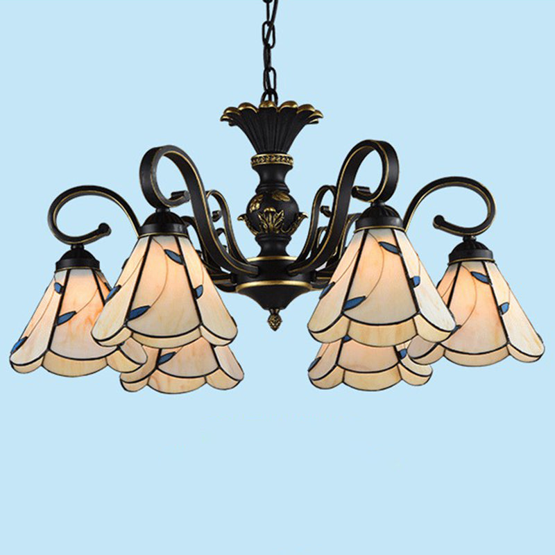 6 hoofden conische hangende lamp