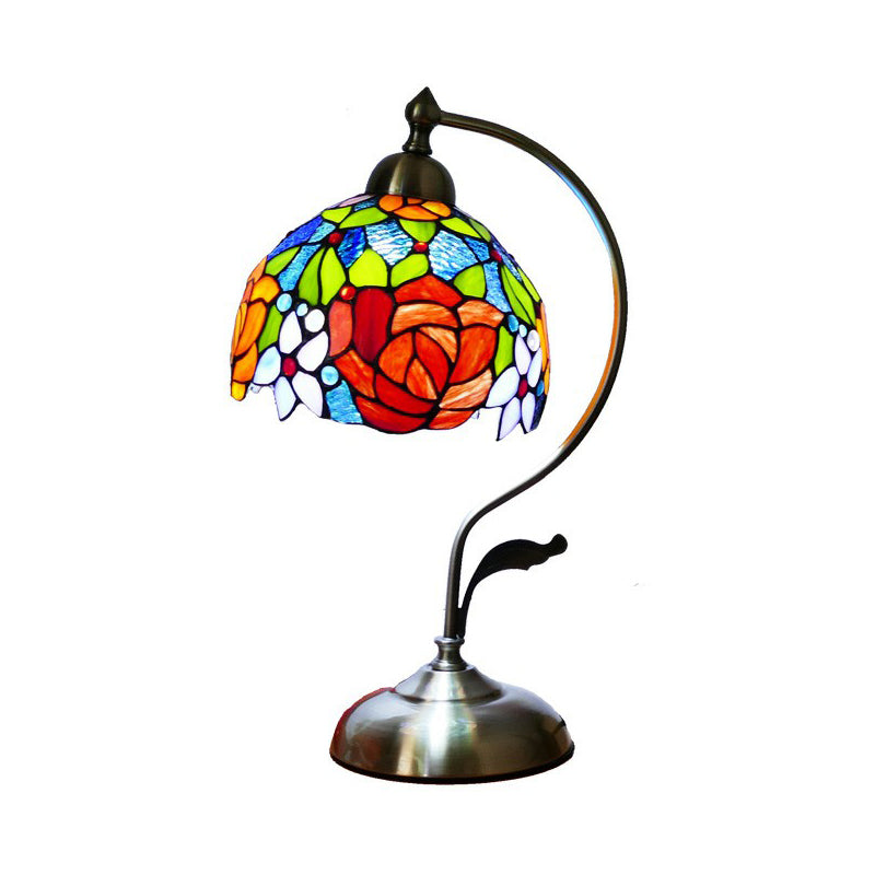 Lampada da tavolo a coccole Tiffany 1 comodino in metallo con tonalità in vetro tagliato a mano