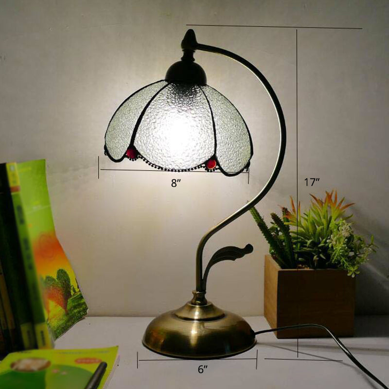 Lampada da tavolo a coccole Tiffany 1 comodino in metallo con tonalità in vetro tagliato a mano