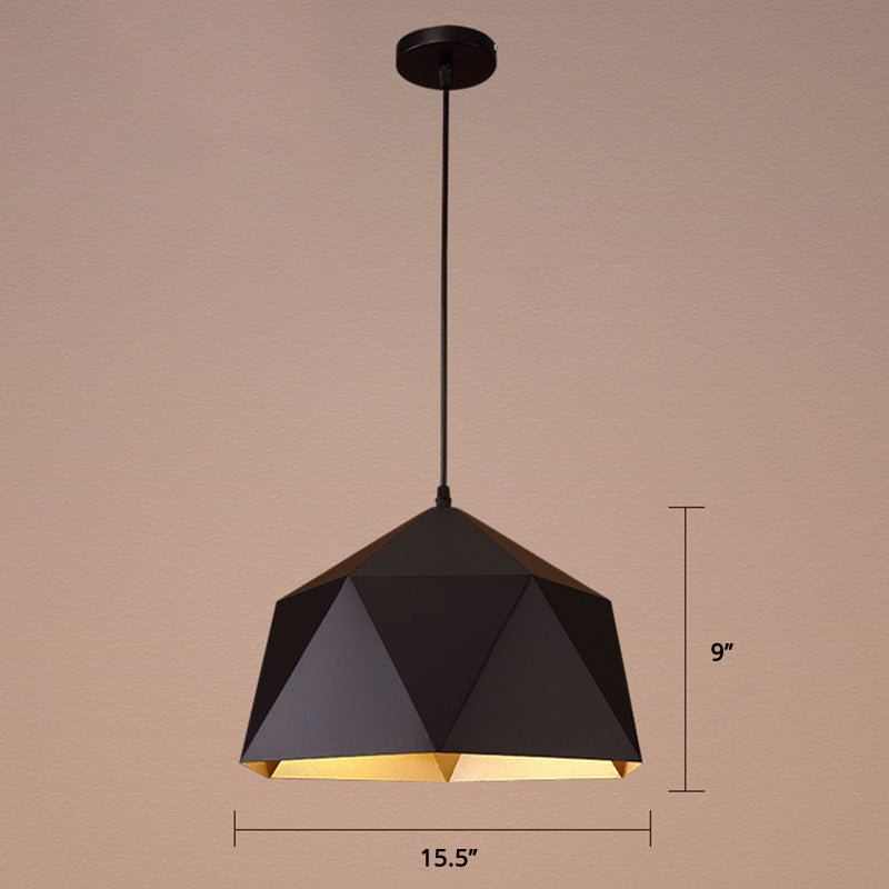 Rhombus Cut Metal Suspension Lamp Loft Style 1-Light Living Room Pendant Light Fixture