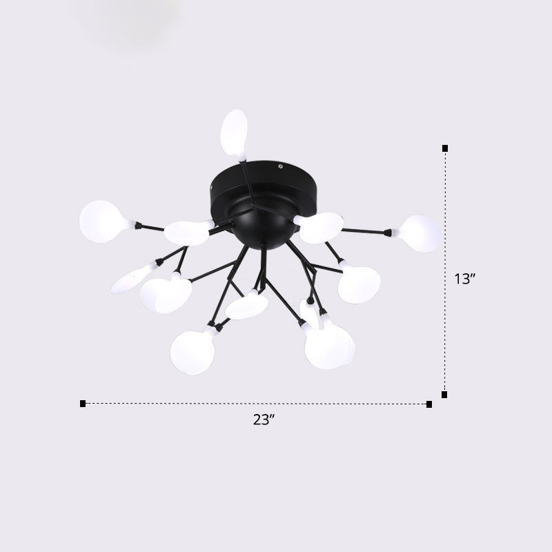Firefly Semi Flush Luz de techo Minimalismo Acrílico Activo Flush Light in Negro