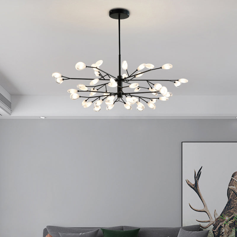 Black Tree Branches Ceiling Hang Lamp Contemporary Metal Chandelier for Living Room