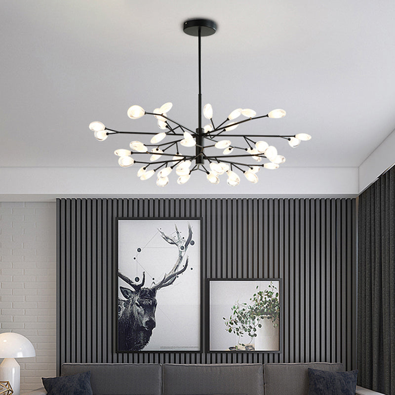 Black Tree Branches Ceiling Hang Lamp Contemporary Metal Chandelier for Living Room