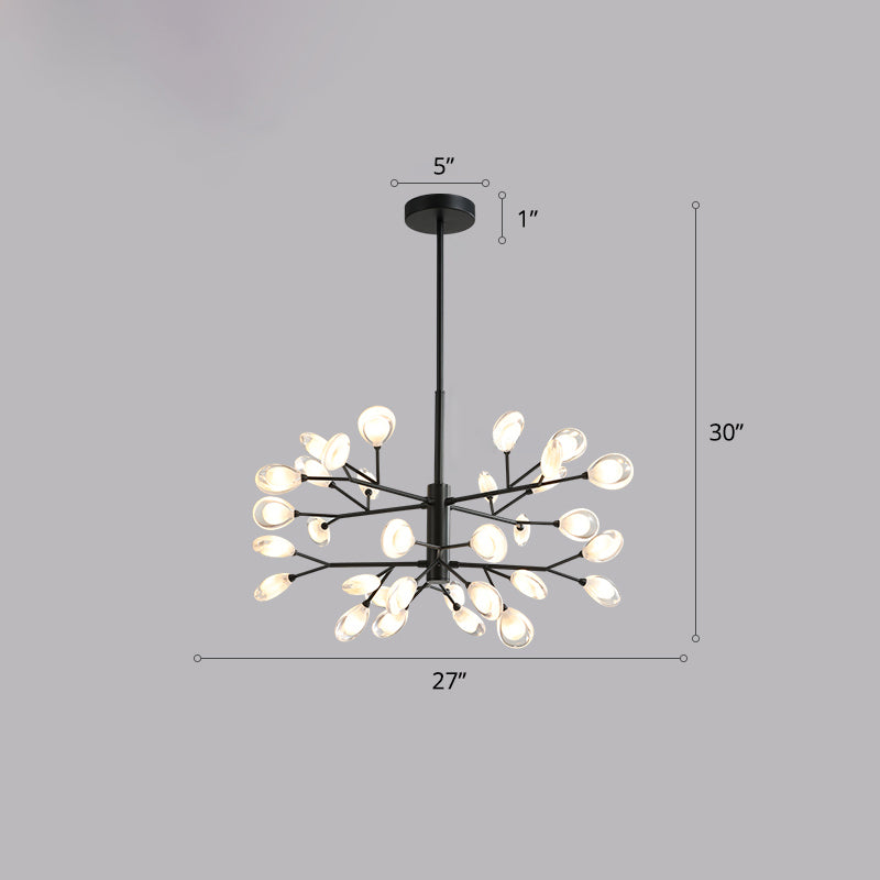 Black Tree Branches Ceiling Hang Lamp Contemporary Metal Chandelier for Living Room