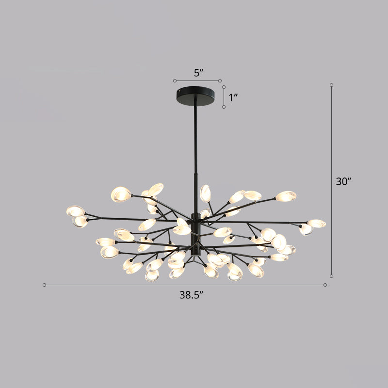 Black Tree Branches Ceiling Hang Lamp Contemporary Metal Chandelier for Living Room