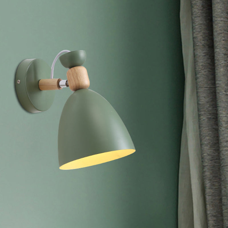 Eenpersoonsbedeld aan de hand gemonteerd leeslicht macaron verstelbare wandlamp met bel metalen schaduw