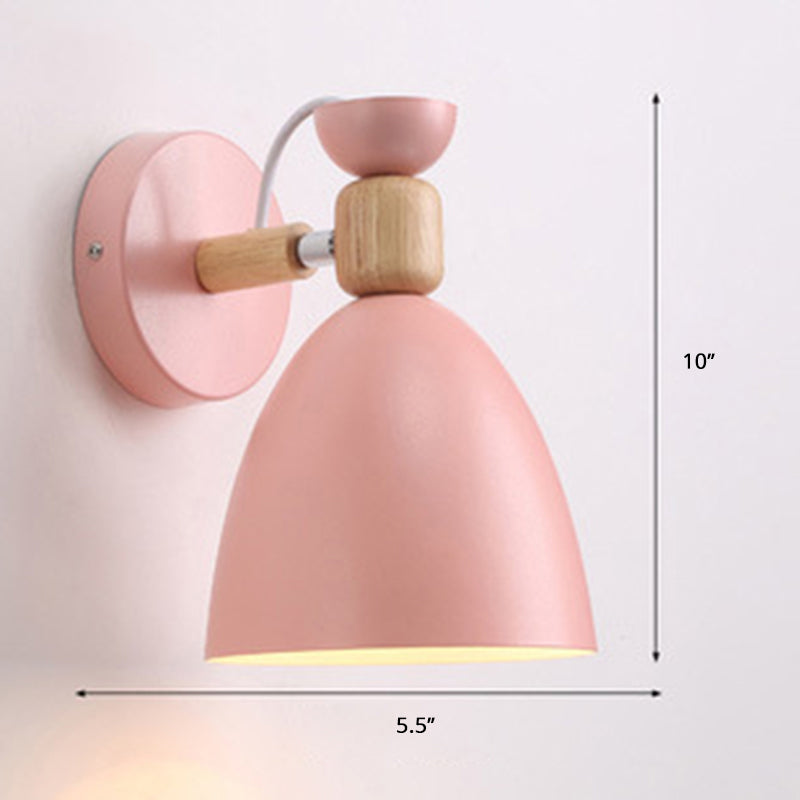 Eenpersoonsbedeld aan de hand gemonteerd leeslicht macaron verstelbare wandlamp met bel metalen schaduw