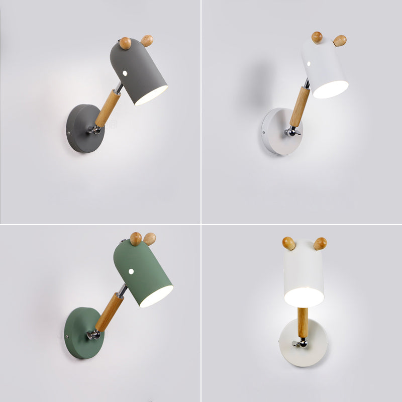 Nordic Deer Wall Lighting Fixture Metal 1 Bulb Bedroom Reading Lamp with Swing Arm