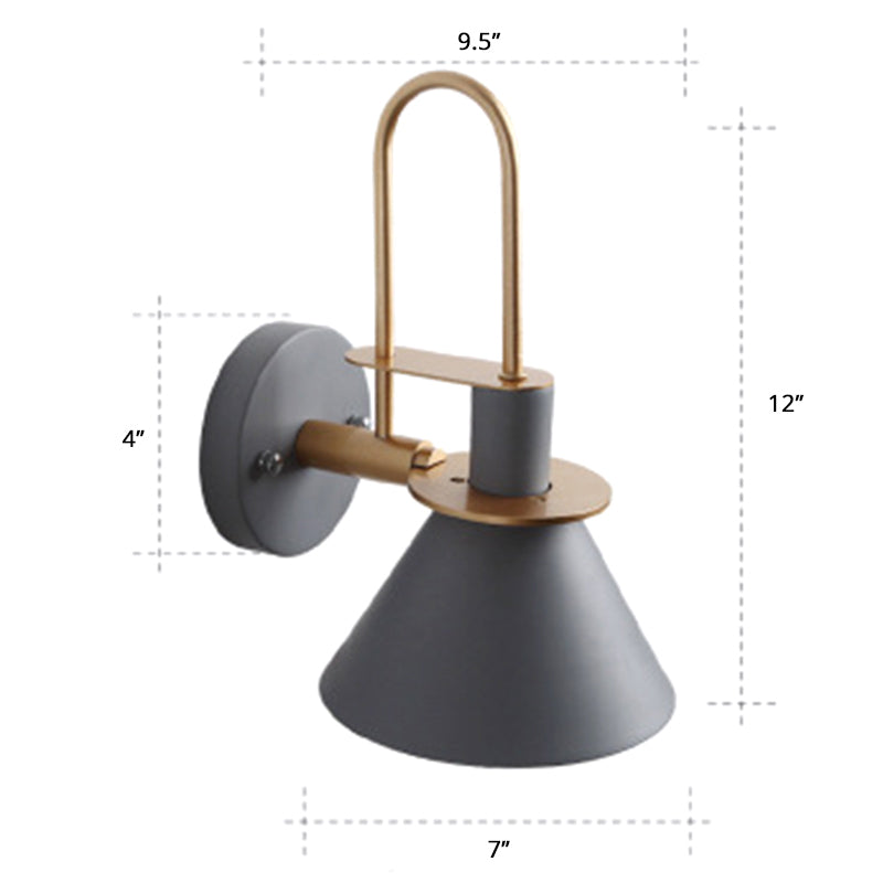 Macaron 1-Head Wall Light Bugle Shaped Wall Mount Lamp with Metal Shade for Bedroom