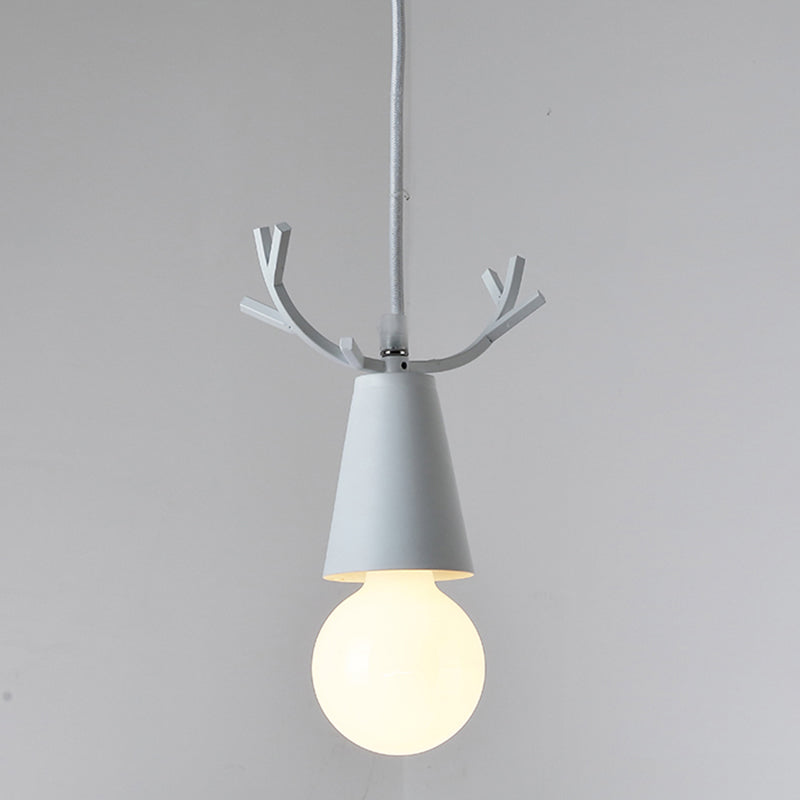 Geweih Metallanhänger Beleuchtung Nordic 1 Lampendecke Hanglampe mit offenem Glühbirnendesign