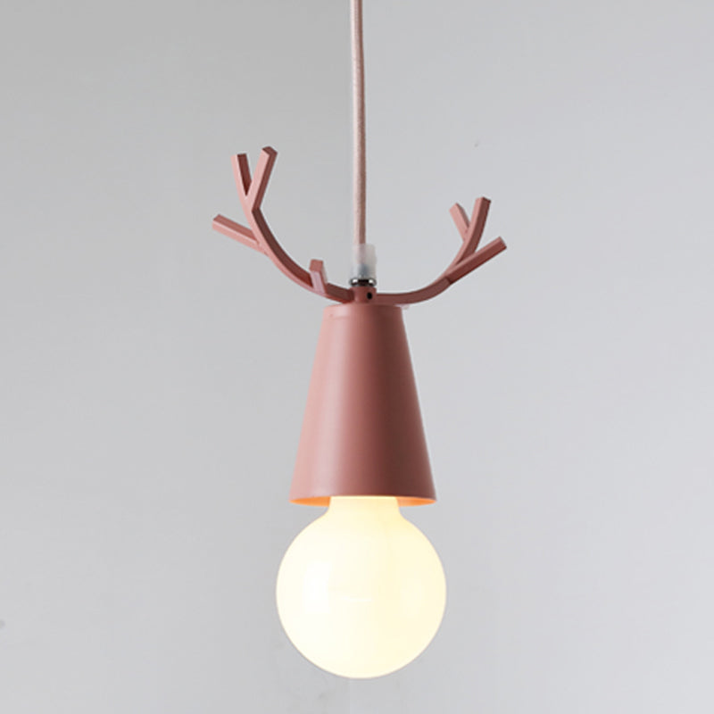 Geweih Metallanhänger Beleuchtung Nordic 1 Lampendecke Hanglampe mit offenem Glühbirnendesign
