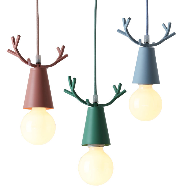 Geweih Metallanhänger Beleuchtung Nordic 1 Lampendecke Hanglampe mit offenem Glühbirnendesign