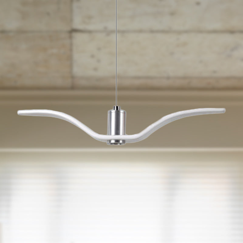 Nautical Style Seagull Shape Hanging Light Acrylic Shade LED Ceiling Pendant Lamp in White