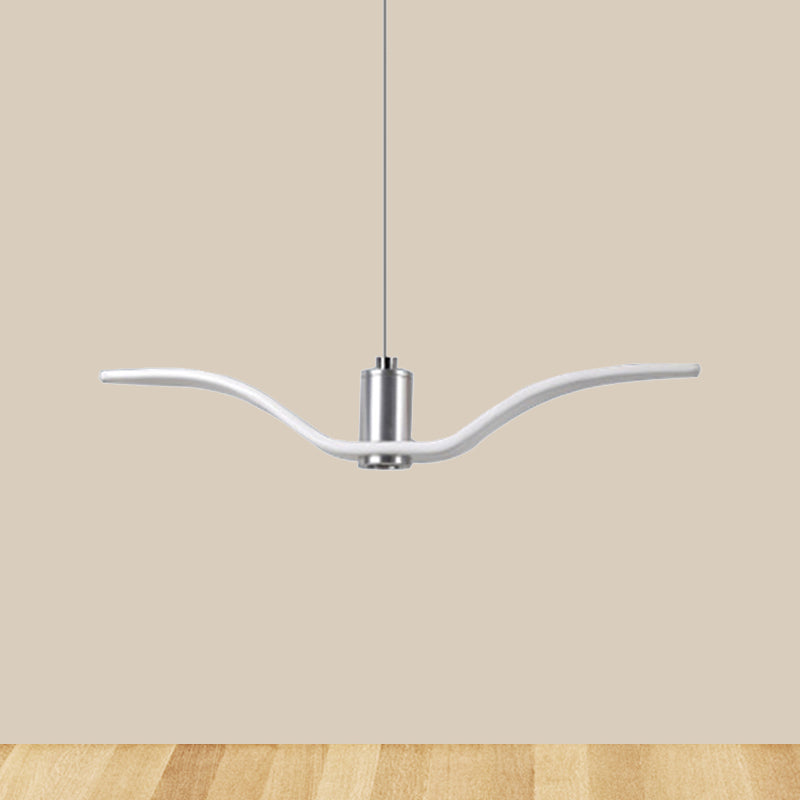Nautical Style Seagull Shape Hanging Light Acrylic Shade LED Ceiling Pendant Lamp in White