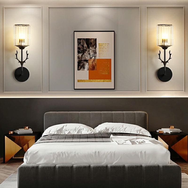 Cilinder wandmontage Licht Licht Nordic Crystal Prism Wand SCONCE met gewei decoratie