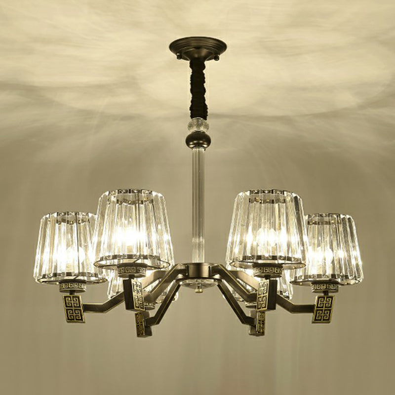 Kegelanhängerlampe Retro Schwarzer Kristall Prisma Kronleuchter Leuchte für Wohnzimmer