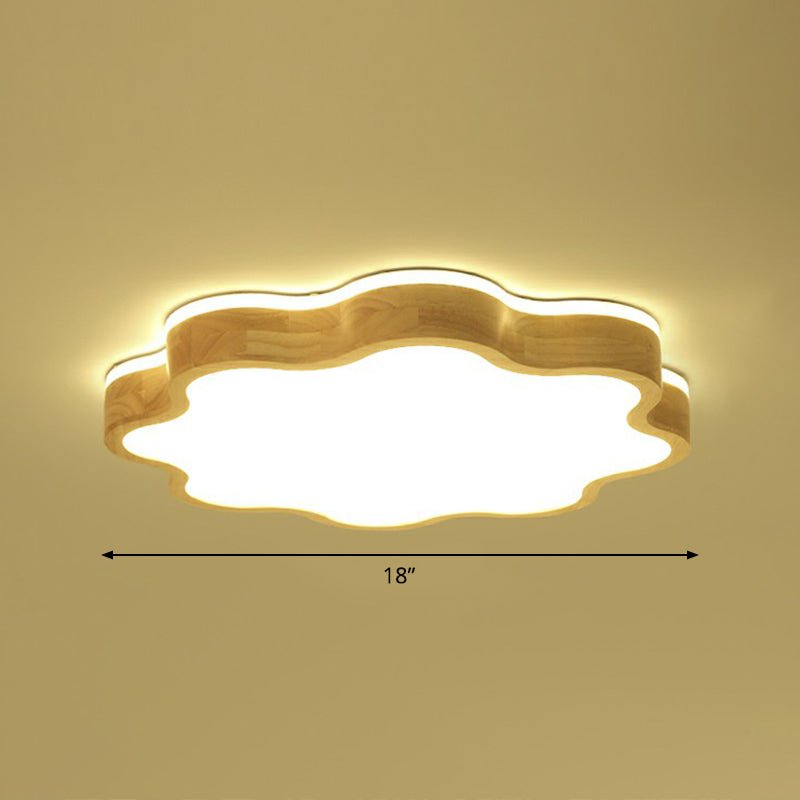 Acrylic Floral Flush Mount Ceiling Fixture Simplicity Wood LED Flush Light for Bedroom