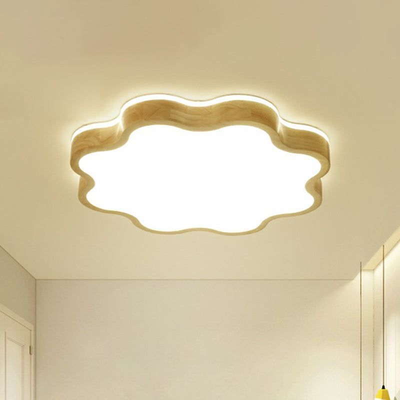 Acrylic Floral Flush Mount Ceiling Fixture Simplicity Wood LED Flush Light for Bedroom