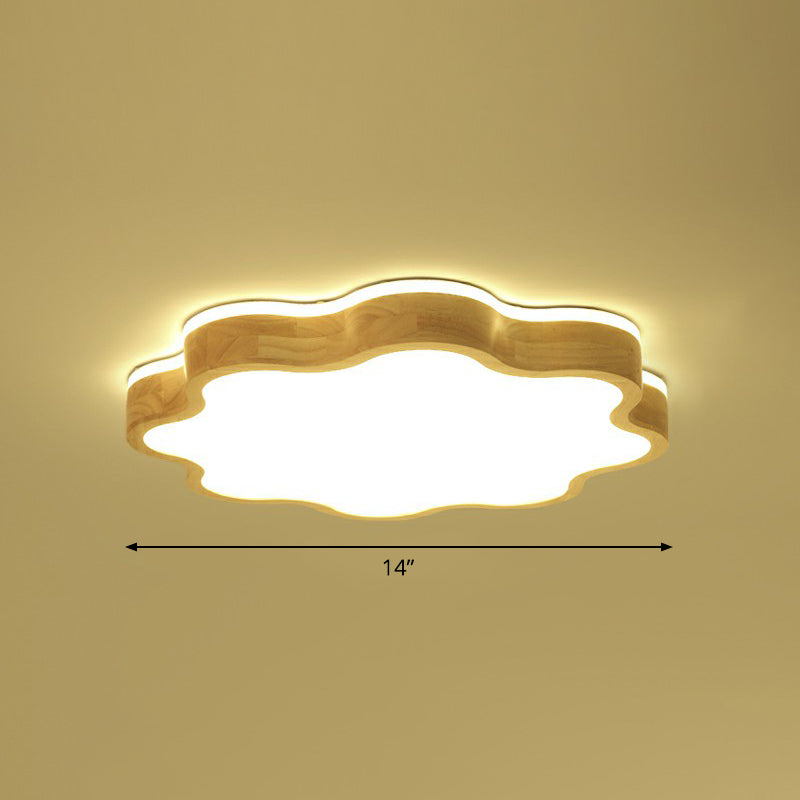 Acrylic Floral Flush Mount Ceiling Fixture Simplicity Wood LED Flush Light for Bedroom