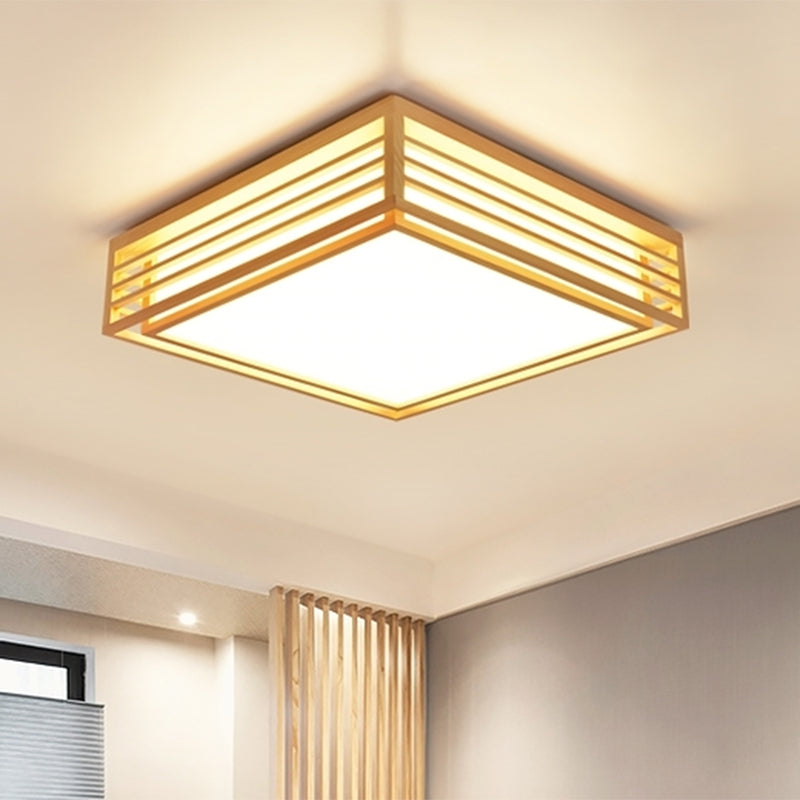 Holz quadratisch Deckenbünde Licht Minimalistisch Beige LED Flush-Montage Licht Armatur