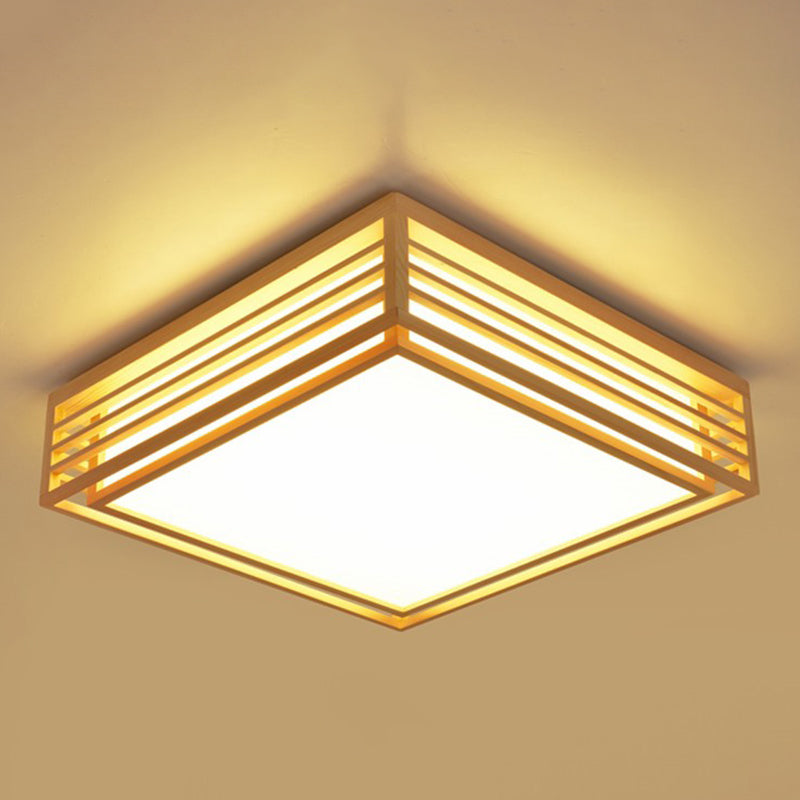 Plafón de techo cuadrado de madera Luminaria empotrada LED beige minimalista